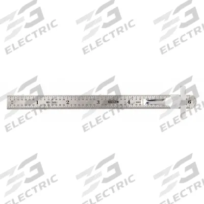 GENERAL TOOLS Steel Rule: 300/1, 6 in, 1/64 in, Black, Flex, Etched Graduation Mark, Polished - Steel Rulers