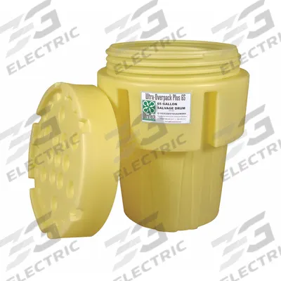 ULTRATECH Overpack Drum: LDPE, 65 gal, Screw-On Lid, Unlined/No Interior Coating - Nestable Plastic Overpack Drums