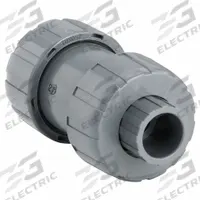 HAYWARD Check Valve: Ball, Inline Valve Body, PVC, 1/2 in Pipe Size, True Union Socket/NPT, Std, PVC (MPN TC10050STE). Key specifications — Ball Material: PVC; Brand: HAYWARD.