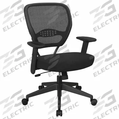 OFFICE STAR Office Chair: Space Seating, Ht, Black, Fabric & Mesh Material - Adjustable-Arm Office Chairs