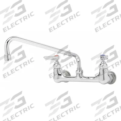 T&S BRASS Low Arc Laundry Sink Faucet: Cast Brass, Centerset, Wall, 2 Mounting Holes - Widespread Kitchen Faucets