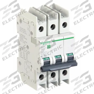 SCHNEIDER Miniature Circuit Breaker: 3 A Amps, 14kA at 120/240V AC, Screw Clamp - D-Curve, 3-Pole UL489 DIN Rail-Mount Miniature Circuit Breakers