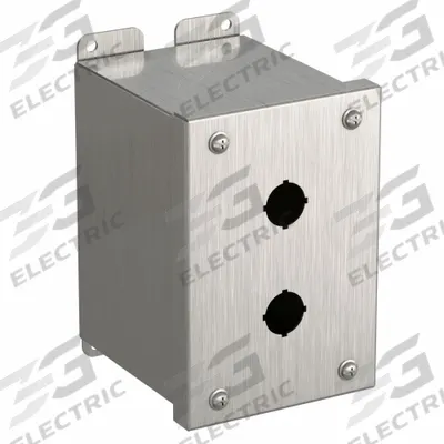 HAMMOND Push Button Enclosure: 22mm, 2 Holes, 304 Stainless Steel - Enclosures for 22mm Operators
