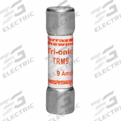 MERSEN Fuse: TRM Series, Midget, Time-Delay, 9 A, 250 V AC, 13/32 in x 1 1/2 in, Non-Indicating (MPN TRM9). Key specifications — Series: TRM; Brand: MERSEN.