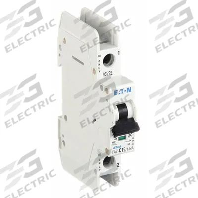 EATON Miniature Circuit Breaker: 15 A Amps, 48V DC, 14kA at 277/480V AC, Screw Clamp - C-Curve, 1-Pole UL489 DIN Rail-Mount Miniature Circuit Breakers