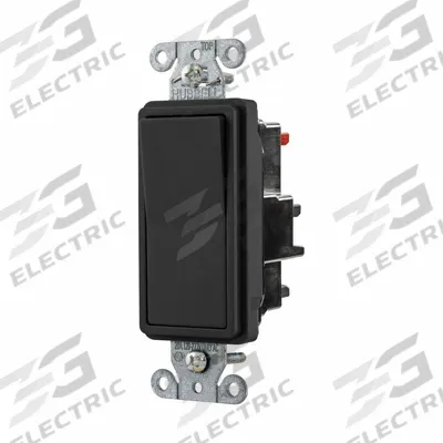 HUBBELL Wall Switch: Rocker Switch, Single Pole, Maintained, Black, 120/277V AC - Rocker Wall Switches