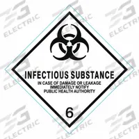 APPROVED VENDOR DOT Container Label: Infectious Substance in Case of Damage, 4 in x 4 in, 25 PK (MPN 8NGG3). Key specifications — Brand: APPROVED VENDOR; Message: Infectious Substance in Case of Damage.