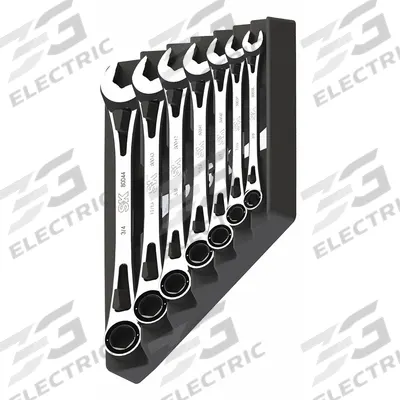 SK PROFESSIONAL TOOLS Combination Wrench Set: Alloy Steel, Chrome, 7 Tools, Std - SAE 12-Point Ratcheting Combination Wrench Sets