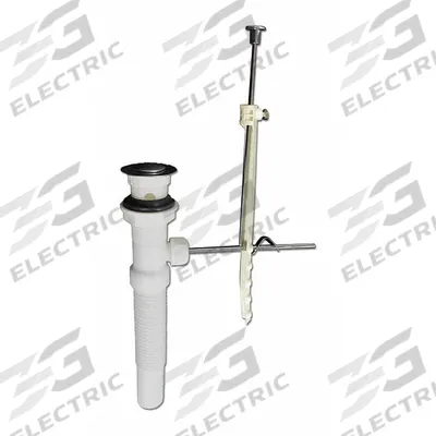 KISSLER Drain Assembly: Plastic, 12 in Overall Ht, 1 1/2 in Overall Dia, Threaded - Sink Drains with Lever-Activated Stopper
