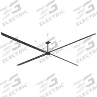 HUNTER INDUSTRIAL Ceiling Fan: 197,067 cfm Airflow, 24 ft Blade Dia, Variable Speeds, 480V AC, ECO (MPN E24-43P-IP-LG). Key specifications — Voltage: 480V AC; Light Kit: No; Series: ECO; Number of Speeds: Variable; Phase: Three; Current: 3 A; Brand: HUNTER INDUSTRIAL.