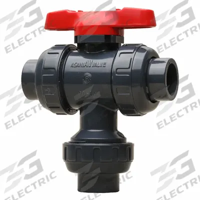 ASAHI Manual Three-Way Ball Valve: 4 in, PVC, Socket x Socket x Socket - L-Port PVC Ball Valves