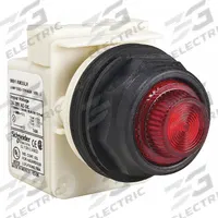 SCHNEIDER ELECTRIC Pilot Light: 30 mm Panel Mounting Size, Red, LED, 9001SK Series (MPN 9001SKP3LRR31). Key specifications — Series: 9001SK; Brand: SCHNEIDER; Includes Push-To-Test: No Push-To-Test Included.
