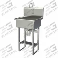 SANI-LAV Wash Station: 46 1/2 in Overall Ht, 20 in Bowl Lg, 9 in Bowl Dp, 0.5 gpm Flow Rate, 16 ga (MPN 524FK2.5). Key specifications — Includes Side Splash: Side Splash Not Included; Brand: SANI-LAV.