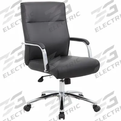 BOSS Office Chair: Black, Vinyl Material, 25 in Back Ht, 20 in Seat Wd - Fixed-Arm Office Chairs