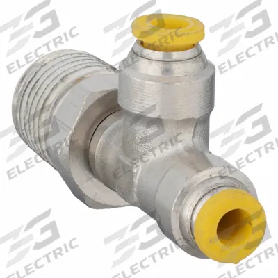 PARKER Push-Fit Tee Fitting: 4 mm OD x 4 mm OD x 1/4 in Pipe Size, Brass - Nickel-Plated Brass Tube Fittings