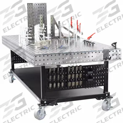 FLEXTUR Welding Table: 35 in Ht, 48 in Dp, 96 in Wd, 4,000 lb Wt Capacity - Mobile Fixed-Height Modular Welding Tables with Fixturing Kit
