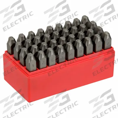 APPROVED VENDOR Hand Stamp Kit: 0 to 8 (With 6 Serving as 9)/Ampersand (&)/A to Z - Round-Face Combination Stamps