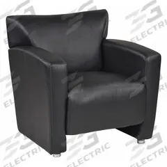 OFFICE STAR Club Chair: Black, Silver, 4 Casters/Glides, 31 1/4 in Overall Wd, 32 3/4 in Overall Ht (MPN SL2911S-U6). Key specifications — Brand: OFFICE STAR; Back Material: Faux Leather; Seat Material: Faux Leather; Chair Material: Faux Leather.