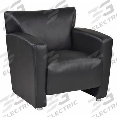 OFFICE STAR Club Chair: Black, Silver, 4 Casters/Glides, 31 1/4 in Overall Wd - Accent Chairs