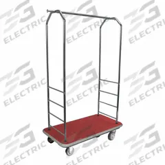 CSL Bellman Cart: 1 in Frame Dia, 43 in Overall Lg, 23 in Overall Dp, 72 1/2 in Overall Ht, Red (MPN 2000GY-040-RED). Key specifications — Brand: CSL; Frame Finish: Chrome; Product Type: Bellman Cart; Caster Type: Polyurethane Swivel Casters.
