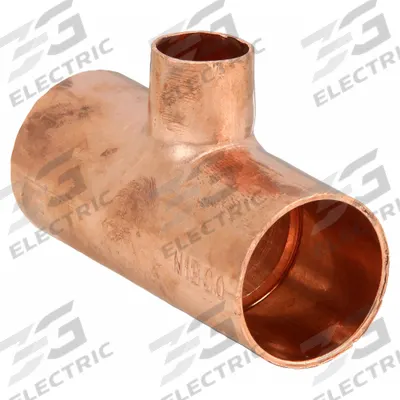 NIBCO Sweat Fitting Tee: 2 in CTS x 2 in CTS x 1 in CTS, Cup x Cup x Cup - Wrot Copper Tube Fittings