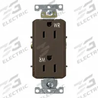 LEVITON Decora Plus Duplex Receptacle Outlet: Duplex, 5-15, Brown, 125V AC, 15 A, 2 Pole / 3 Wire (MPN WDR15)