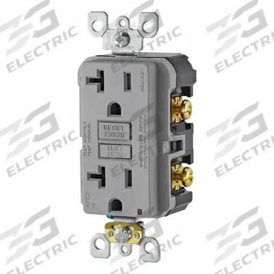 LEVITON Receptacle: Decorator Duplex, 5-20, Gray, 125V AC, 20 A, 2 Pole / 3 Wire (MPN AFTR2-GY) - General Purpose Receptacles