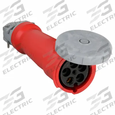 HUBBELL Pin and Sleeve Connector: Red, 277/480V AC, Three Phase, 100 A, 4 Pole - Washdown-Rated Connectors