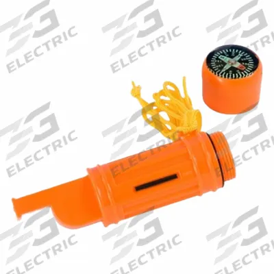 PROPAC, INC. Whistle: Plastic, Orange, Compass/Lanyard/Signal Mirror, Pealess - Whistles