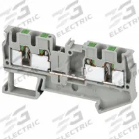 SCHNEIDER Terminal Block: DIN Rail Mounting Type, Push-In Wire Termination, 4 Wire Terminals, 30 A (MPN NSYTRP44). Key specifications — Brand: SCHNEIDER; For Minimum Wire Size: 24 AWG.