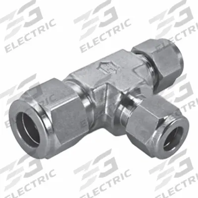 HAM-LET Compression Tee Fitting: 1/2 in OD x 3/8 in OD x 1/2 in OD Fitting Size - Double-Ferrule Stainless Steel Fittings