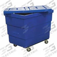 ROYAL BASKET TRUCKS Cube Truck: 23 cu ft, 800 lb, 43 1/2 in L x 29 in W x 37 in H, Blue, Locking Lid (MPN G13-BLX-RLE-4HNN). Key specifications — Manufacturer Part Number: G13-BLX-RLE-4HNN; Brand: ROYAL BASKET TRUCKS; Caster/Wheel Configuration: (2) Rigid; Color: Blue.