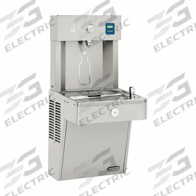 ELKAY Drinking Fountain with Bottle Filler: On-Wall, 38 13/16 in Ht, 18 in Dp - On-Wall Single Outdoor Drinking Fountain with Bottle Fillers