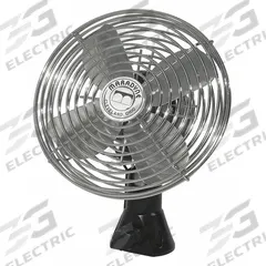 MARADYNE DC Fan: 24V DC, Hardwired, 6 1/2 in Blade Dia, 220/270 cfm, 1.3 A, Chrome Plated Steel (MPN F-300024). Key specifications — Air Flow: 220/270 cfm; Guard Material: Chrome Plated Steel; Voltage: 24V DC; Includes: Gasket; Current: 1.3 A.