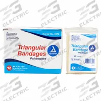 DYNAREX Triangular Bandage: 36 in Short Side Lg, 51 in Long Side Lg, 2 Pins Included, 12 PK (MPN 3672). Key specifications — Manufacturer Part Number: 3672; Brand: DYNAREX.