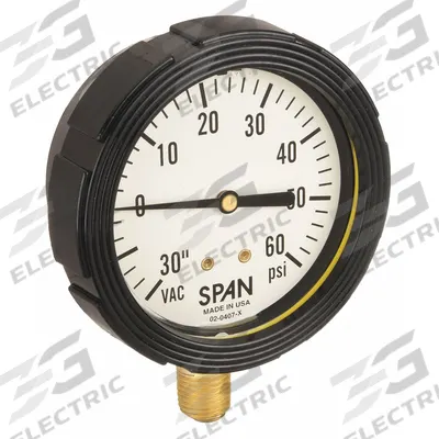 SPAN Compound Gauge with Internal Seal: 0 psi to 60 psi, LFS-210, 2 1/2 in Dial - Dial Pressure Gauges with Freeze- & Clog-Resistant Internal Seal