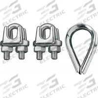 RONSTAN Wire Rope U-Bolt Clip and Thimble Kit: 3/16 in Compatible Rope Dia, 1 Thimbles Included (MPN ID003404-05). Key specifications — Clip Material: Stainless Steel; Thimble Material: Stainless Steel; Brand: RONSTAN.