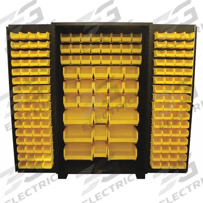 JAMCO Bin Cabinet: 48 in x 24 in 78 in, 0 Shelves, 176 Bins, Yellow, Flush, 14 ga Panel - Standard Bin Cabinets