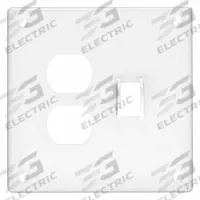 HUBBELL Wall Plate: Combo, 2 Gang, White, Std Size (MPN SWP18). Key specifications — Brand: HUBBELL; Material: Steel.