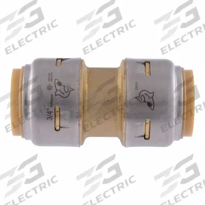 SHARKBITE MAX Push-Fit Coupling Fitting: 3/4 in OD x 3/4 in OD Size, Brass - Standard Brass Push-to-Connect Tube Fittings
