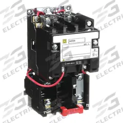 SQUARE D Magnetic Motor Starter: Non-Reversing, 2 Poles, NEMA Size 1, 27 A, 240V AC Coil (MPN 8536SCO1V03). Key specifications — Brand: SQUARE D; Coil Voltage: 240V AC; Phase: Single; Operator: None; Terminal Connection Type: Screw Clamp Terminals; Includes Pilot Light: No; Operator Controls: None; Auxiliary Contacts Included: No Auxiliary Contacts Included.