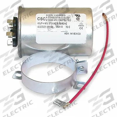 ZOELLER Capacitor and Clamp Assembly: Mfr Part # 003575, 18 ga Wire Gauge - Capacitors, Relays & Transformers for Dewatering & Wastewater Pumps