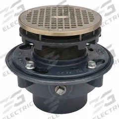ZURN Floor Drain: 8 3/8 in Overall Dia, 6 1/4 in Grate Size, 3 in Nominal Pipe Size, No Hub, Round (MPN ZN415-3NH-6BZ). Key specifications — Color: Gray; Connection Type: No Hub; Brand: ZURN; Includes: Body.