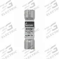 BUSSMANN Fuse: KLM Series, Midget, Fast-Acting, 15 A, 600 V AC, 600 V DC, 13/32 in x 1 1/2 in (MPN KLM-15). Key specifications — attr1287209: KLM; attr211192: BUSSMANN.