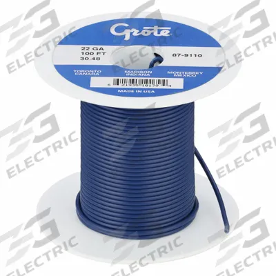 BATTERY DOCTOR Primary Automotive Wire: GPT, 100 ft, 1 Conductor, 22 AWG, Blue - PVC-Insulated General Purpose Primary Wires