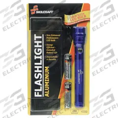 ABILITY ONE Flashlight: 60 lm, 1.5 hr Run Time at Max. Brightness, 1 Light Output, Blue, 2 Batteries (MPN 6230-01-513-4300). Key specifications — Brand: ABILITY ONE; Battery Requirements - Broad: Includes 2 AA.