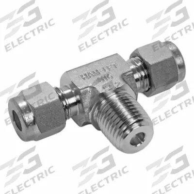 HAM-LET Compression Tee Fitting: 1/8 in OD x 1/8 in OD x 1/4 in Pipe Fitting Size - Double-Ferrule Stainless Steel Fittings