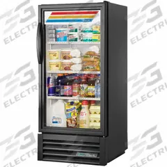 TRUE REFRIGERATION Refrigerated Merchandiser: 53 3/8 in x 24 7/8 in x 22 7/8 in, Black, Swing (MPN GDM-10-HC~TSL01). Key specifications — attr1277723: TRUE REFRIGERATION; attr1277683: R-290; attr1277688: Swing; attr1277691: Yes; attr1277694: Black; attr1280729: GDM.