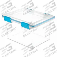 STERILITE Storage Tote: 8 gal, 18 1/2 in x 14 7/8 in x 11 1/8 in, Clear Body Body, Blue Lid, Blue (MPN 19334304). Key specifications — attr1188666: Plastic; attr1188675: Clear Body; attr1188676: Blue; attr1188687: STERILITE.