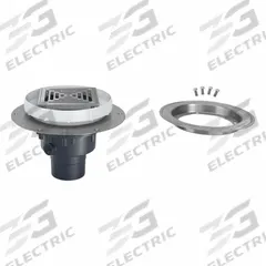 ZURN Floor Drain: 9 7/8 in Overall Dia, 5 in Grate Size, 4 in Nominal Pipe Size, Solvent Weld, PVC (MPN EZ2-PV3-ST-SS-CC). Key specifications — Color: Silver; Connection Type: Solvent Weld; Brand: ZURN; Includes: Stainless Steel Clamp Collar.
